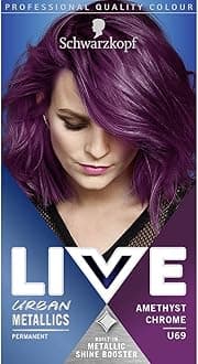 – Schwarzkopf LIVE Urban Metallics Amethyst Chrome Permanent Hair Dye U69, Vibrant Purple Hair Dye, Long Lasting Colour, Infused with Coconut Oil for Shiny Hair
