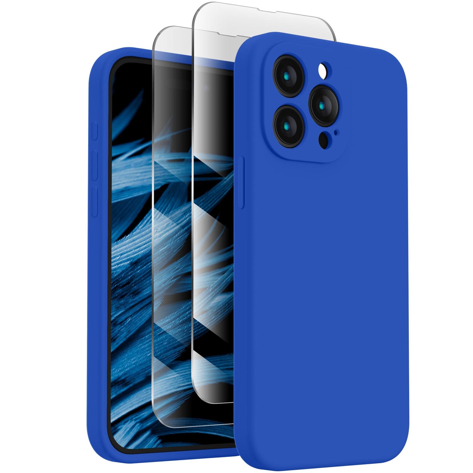 FireNova Designed for iPhone 15 Pro Max Case, Silicone Upgraded [Camera Protection] Phone Case, Soft Anti-Scratch Microfiber Lining Inside, 6.7 inch, Klein Blue