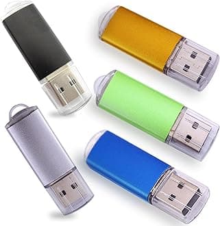 2GB 5PCS USB Flash Drives 2.0 Metal Key Memory Thumb Stick Pendrives with LED Indicator Mixture Colors