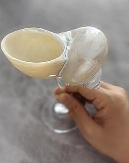 DOCLY&WOPL Handmade Glossy White Conch Glass Sea Shell Martini Glass Cocktail Drinks Cup Party Beach Wedding Bridesmaids Gifts (Conch#5)