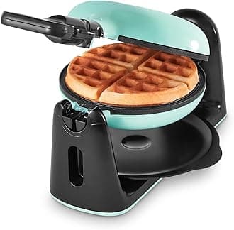 Flip Belgian Waffle Maker - nonstick surface - Rotating Belgian Waffle Maker with Quick Heat-Up System for Easy Breakfasts - Supports Multi-Use - Aqua
