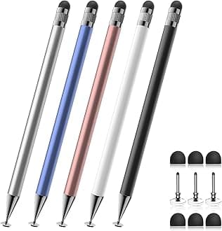 - Bopomofo Stylus (5 Pcs), 2-in-1 Stylus Pen for Touch Screen, High Precision and Sensitivity, Suitable for iPhone/ipad/Android Tablets, Compatible with Touch Screens (Black/White/Blue/Rose Gold/Silver)