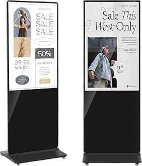 – 49" Digital Signage Display, Freestanding Digital Poster with 4 Wheels, Interactive LCD Kiosks, Commercial Advertising Display Ideal for Retail, Restaurants & Shopping Malls, Black, Non-Touch Screen