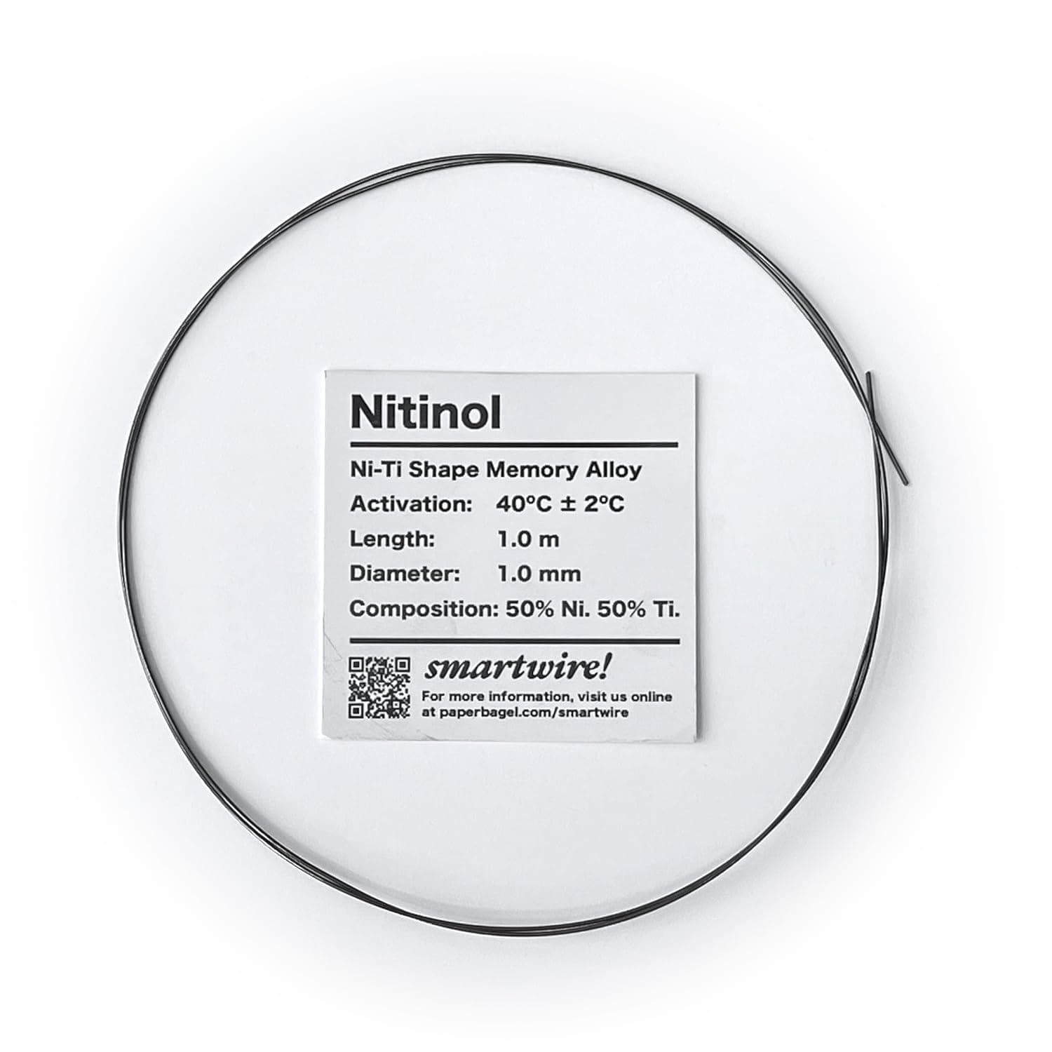 Nitinol Shape Memory Wire (1m x 1mm, 40C/104F Activation) | Professor Tony's Smart Ass Wire Company