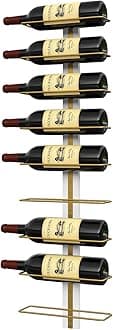 B4Life Wine Rack Wall Mounted for 9 Wine Bottles, Wood Wine Racks for Wall, Wine Holder Wine Bottle Racks for Kitchen, Dining Room, Bar-Dark Yellow