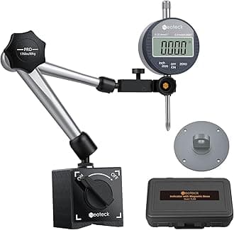 Neoteck Digital Dial Indicator Gauge and Magnetic Base Set with Storage Case 0-1 inch/ 25.4mm, 0.0005inch/0.01mm Inch/Metric Conversion Measuring Tool for 3D Printer Lathe Workshop Woodworking-Silver