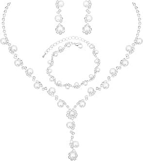 FloralseasElegant Bride Bridesmaid Jewelry Sets for Wedding Prom Bridal Necklace Earrings Bracelet Set Women Formal Dress Accessories