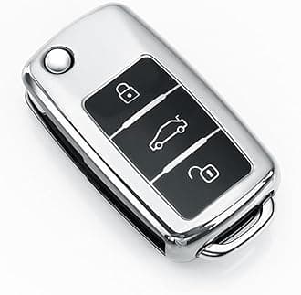 TPU Vw Key Fob Cover For Vw Caddy Jetta Bora Beetle Golf Polo Passat Scirocco Sharan Touran Tiguan T5 Skoda Seat Ibiza Leon Octavia, 3 Button Vw Golf Car Key Case Cover Silicone - Silver