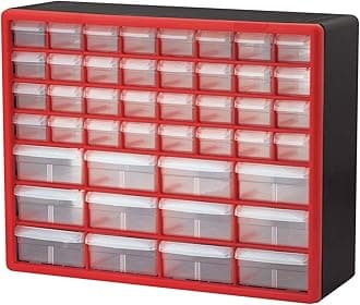 Red/Black : Akro-Mils 10144REDBLK 44-Drawer Hardware & Craft Plastic Cabinet, Red & Black