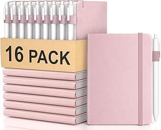 Pocket Small Notebook Journals, 16 Pack ( Rose Pink ) Mini Notebook 3.7x5.7 Journaling Notebooks for Women Men, Hardcover Lined Note Pads with Pens for Work, Business, Travel Journal, Office Supplies
