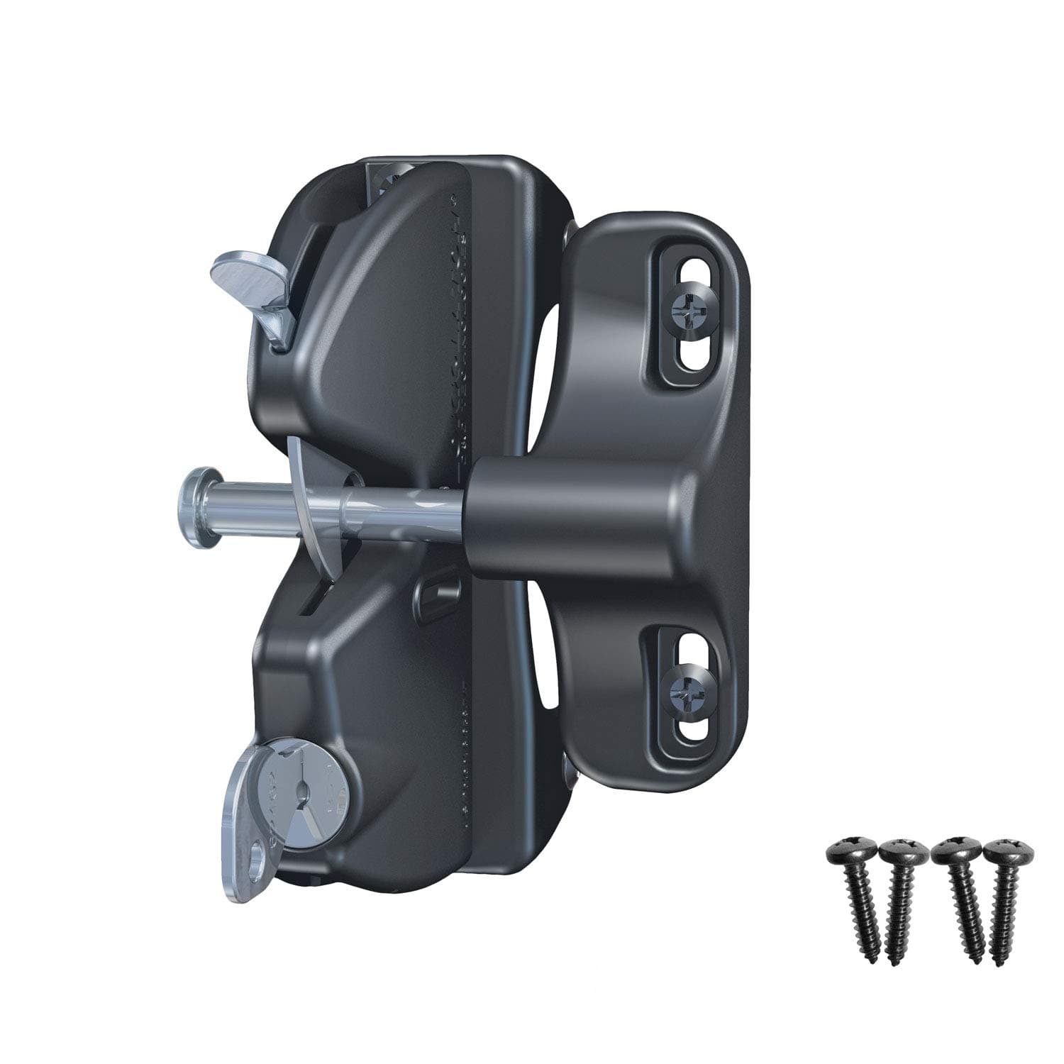 D&D Technologies LLAA LokkLatch, Locking Gate Gravity Latch, Key Lockable on One Side of Gate, for Metal, Wood, and Vinyl Fences, Black