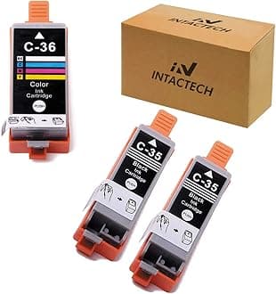 Intactech Compatible with Canon PGI-35 & CLI-36 Ink Cartridges (2 Black / 1 Color, 3 Pack) Color Set Pixma iP110 iP100 Ink Use for Canon PIXMA iP110 iP100 mini260 mini320 Printer