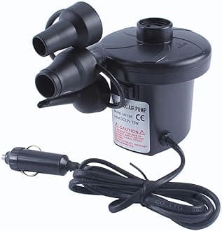 AMEEDARSHAN 12V Car Inflatable Pump Car Auto DC Electric Air Pump Inflator + 2 Nozzles AirBed Mattress Boat