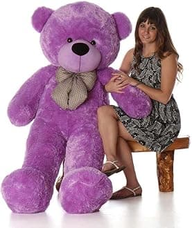 OSJS Toys Very Soft Lovable/Fluffy/SpongyHuggable Cute Teddy Bear with Neck Bow for Girlfriend/Birthday Gift/Boy/Girl/Valentine/Anniversary (Purple, 5 Feet)