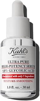 Kiehl's Ultra Pure High-Potency 9.8% Glycolic Acid Serum, Concentrated Face Serum to Exfoliate for Glowy Skin, Visibly Smooths Skin Texture & Boosts Skin Glow, All Skin Types, Fragrance-free - 1 fl oz