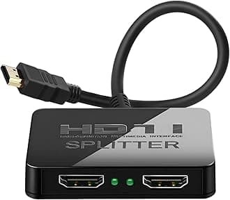 HDMI Splitter 1 in 2 Output 4K with Audio Sync, HDMI Hub for Dual Monitors, Laptop, PC, MacBook