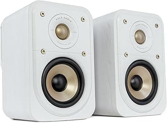 Polk Audio Signature Elite ES10 Surround Loudspeaker - Hi-Res Audio Certified, Dolby Atmos & DTS:X Compatible, 1"Tweeter &4"Woofer,Power Port Technology for Effortless Bass(Pair,Elegant White-Washed)