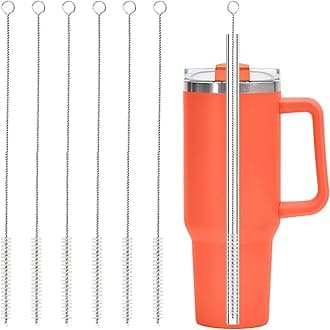 6 Pack Straw Cleaner Brush for Stanley, Reusable Extra Long Straw Cleaner for 40/30/20 oz Stanley Mug, 10mm Wide Drinking Straws Cleaning Brush for Sippy Cup, Water Bottle and Tubes