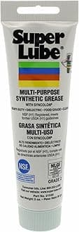 Super Lube Multi-Purpose Synthetic Grease w/ Syncolon - High Temperature, Water & Corrosion Resistant Grease - Workshop & Industrial Use - Food Grade - Translucent White - Tube - 3 oz (21030)