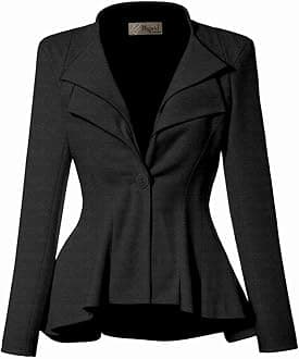 Hybrid & CompanyWomen's Casual Work Office Dressy Double Lapel Single Button Peplum Comfortable Blazer
