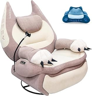 INGREM Smart Recliner with Adjustable Settings, Voice-Activated Home Theater Gaming Seat Rocker, Electric Lounge Chair Featuring USB Port ，Phone Holder and Cat Claw Armrest (Powdered)