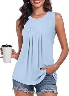 Women's Sleeveless Chiffon Blouses Dressy Casual Tank Tops 2026 Summer Crew Neck Tunics Office Cute Work Shirts