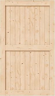 EaseLife 48in x 84in Sliding Barn Wood Door,Interior Doors,DIY Assemblely,Solid Natural Spruce Panelled Slab,Easy Install,Apply to Rooms & Storage Closet,H-Frame