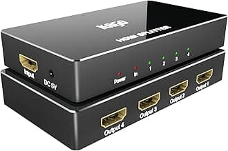 KAGO HDMI Splitter - 1 in 4 Out TV Splitters Premium Quality High Resolutions Support HDMI 2.0, HDCP 2.2, 18 Gbps 4K@60Hz 2k@120Hz 36-Bit Deep Color UltraHD,Plug&Play