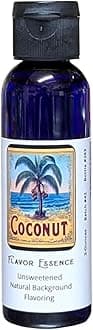 COCONUT Flavoring by Flavor Essence (Unsweetened, Natural Background Flavoring) 2 Oz.| For Beverages: coffee/tea, shakes, smoothies, bar drinks. For Foods: baking, doughs, batters, frostings, yogurt