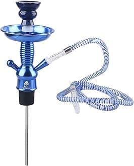 Portable Bottle Hookah Stem Kit,Universal Hookah Shisha Set Kit, with Ceramic Shisha Bowl, Pipe, Stem, Coal Clamp, Suitable for Most Plastic Bottles, Glass Bottles, Wine, Champagne (Blue)