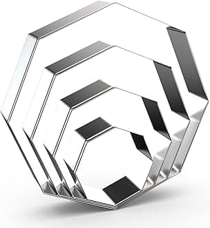 Octagon Cookie Cutter Set for Baking - 5 Inch, 4 Inch, 3 Inch, 2 Inch - Geometric Polygon Frame Plaque Cookie Cutters Shapes Molds - Stainless Steel