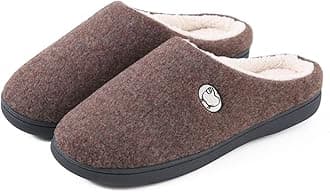 DSFFD Mens Memory Foam House-Slippers, Full Toe Soft Non-Slip Comfortable Indoor Warm Slipper, for Bedroom Outdoor Slipper Shoes,Brown,40/41EU