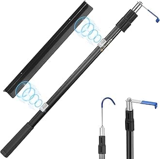 6.3 Ft Magnetically Mounted Cargo Grabber Reach Retriever Tool - 3.0 New Upgraded Extendable Pickup Truck Bed Accessories, Multi-Use Truck Bed Reach Tool (Jet Black) - 2 Hooks 1 Mounted Plate