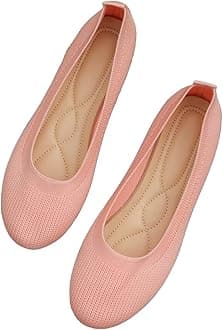 Womens Ballet Flats Shoes UK Sale Clearance, Ladies Round Toe Slip On Flats Knitted Flat Pumps Classic Ballerinas Casual Walking Loafers Comfort Knit Shoe Dressy Work Office Flats Softable Shoes