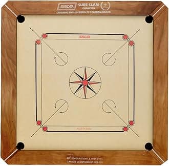 KNK Carrom Board Sure SLAM Indoor Board Game Approved by Carrom Federation of India & Maharashtra Carrom Association (Champion, 20mm)