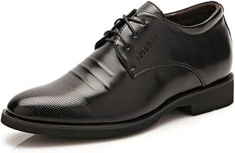 Battle Men Men's Elevator Shoes 2" Taller Lace up Faux Leather Formal Oxford Dress Footwear Removable Invisible Height Increasing Insole Formal Men