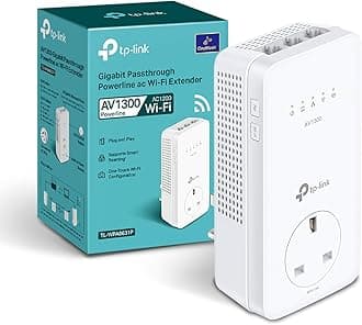 TP-Link TL-WPA8631P AV1300Mbps WiFi Extender Booster, Dual-Band WiFi Extender, 3x Gigabit Ports, Gigabit Passthrough Powerline Up To 867 Mbps on 5 GHz and 300 Mbps on 2.4 GHz, 2x 2 MIMO, Plug & Play