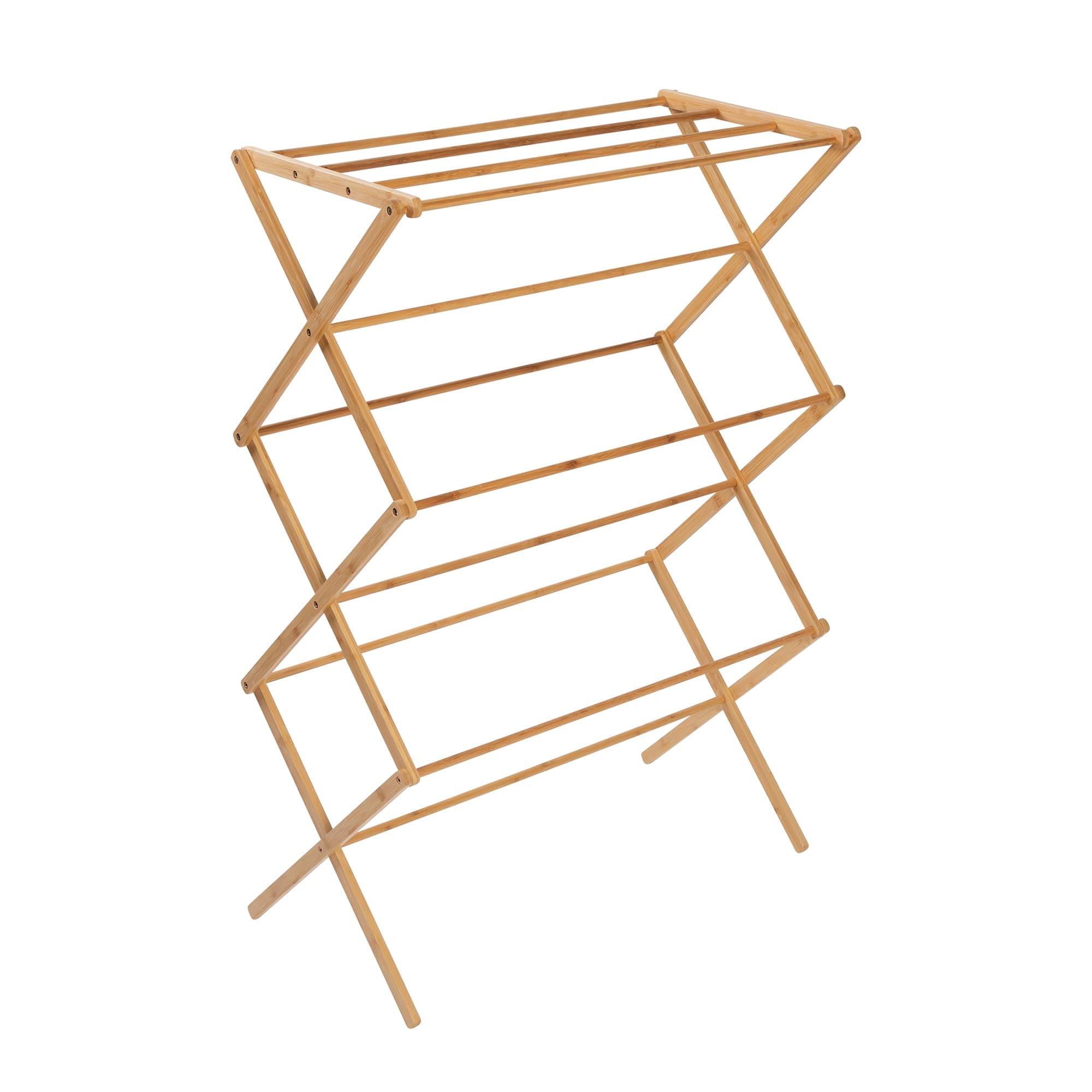 Collapsible Bamboo Drying Rack – Sturdy & Foldable Laundry Drying Rack, Space-Saving & Portable Clothes Rack for Air-Drying Clothes, Towels, Blankets & Delicates, Indoor & Outdoor Use.