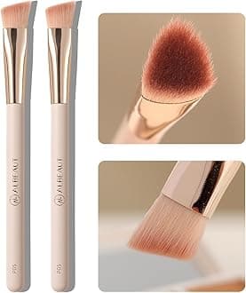 Angled Under Eye Concealer Brush for Liquid Cream Powder Brightening Concealer Trangle Small Nose Contour Foundation Makeup Brush 2-Pack