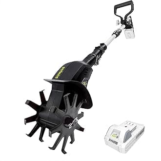 Sun Joe 24V-TLR-LTE-A 24V Cordless IONMAX Garden Tiller and Cultivator, 150W Motor, Dual 6-Inch Steel Tilling Tines, Charger and Battery Included
