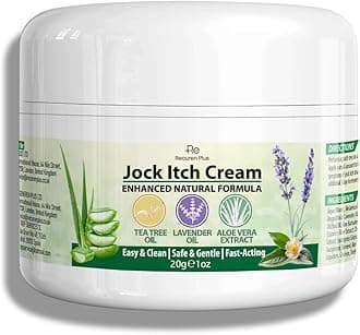 Jock Itch Antifungal Skin Cream: Tea Tree Oil Anti Fungal Cream with Aloe Vera, Lavender & Eucalyptus – Extra Strength Herbal Moisturizer for Itchy Skin Soothing– for Men & Women, 30g