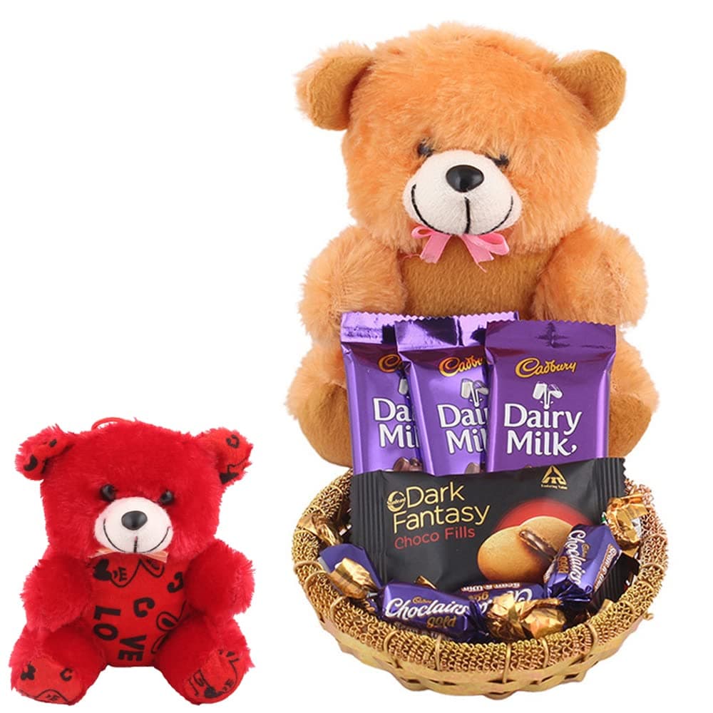 SFU E Com Dairy Milk with Teddy Bear | Valentine Teddy Bear with Chocolate Combo | Valentine Chocolate Hamper | 1147