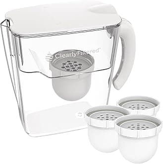 No.1 Filtered Water Pitcher/Updated Model/Targets 365+ Contaminants e.g. Fluoride Chlorine PFAS Microplastics Lead Arsenic BPA/BPS Free (Pitcher + 3 Filter Packs)