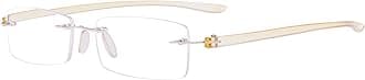 Eyekepper Small Lenes Rimless Reading Glasses Women - Frameless Reader Eyeglasses for Men Reading with Yellow Arms +2.75