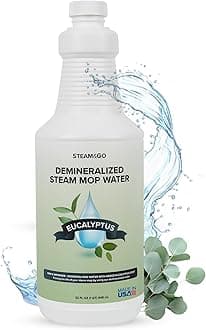 Steam & Go - Demineralized Water for Steam Cleaners, PVC Free Floor Cleaner, Liquid, Compatible with Any Mop Steamer, Ready to Use Multisurface Cleaner, Scented Mop Solution, Eucalyptus Mint 900ml