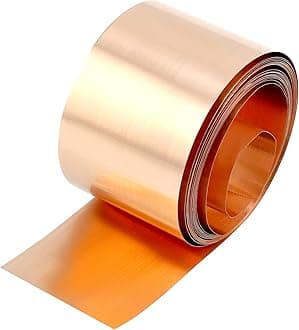 QWORK 0.1mm Copper Sheet Roll, 99.9% Pure Copper Metal Sheet Foil - 5M x 5cm x 0.1mm (16.5' x 2" x 0.004")