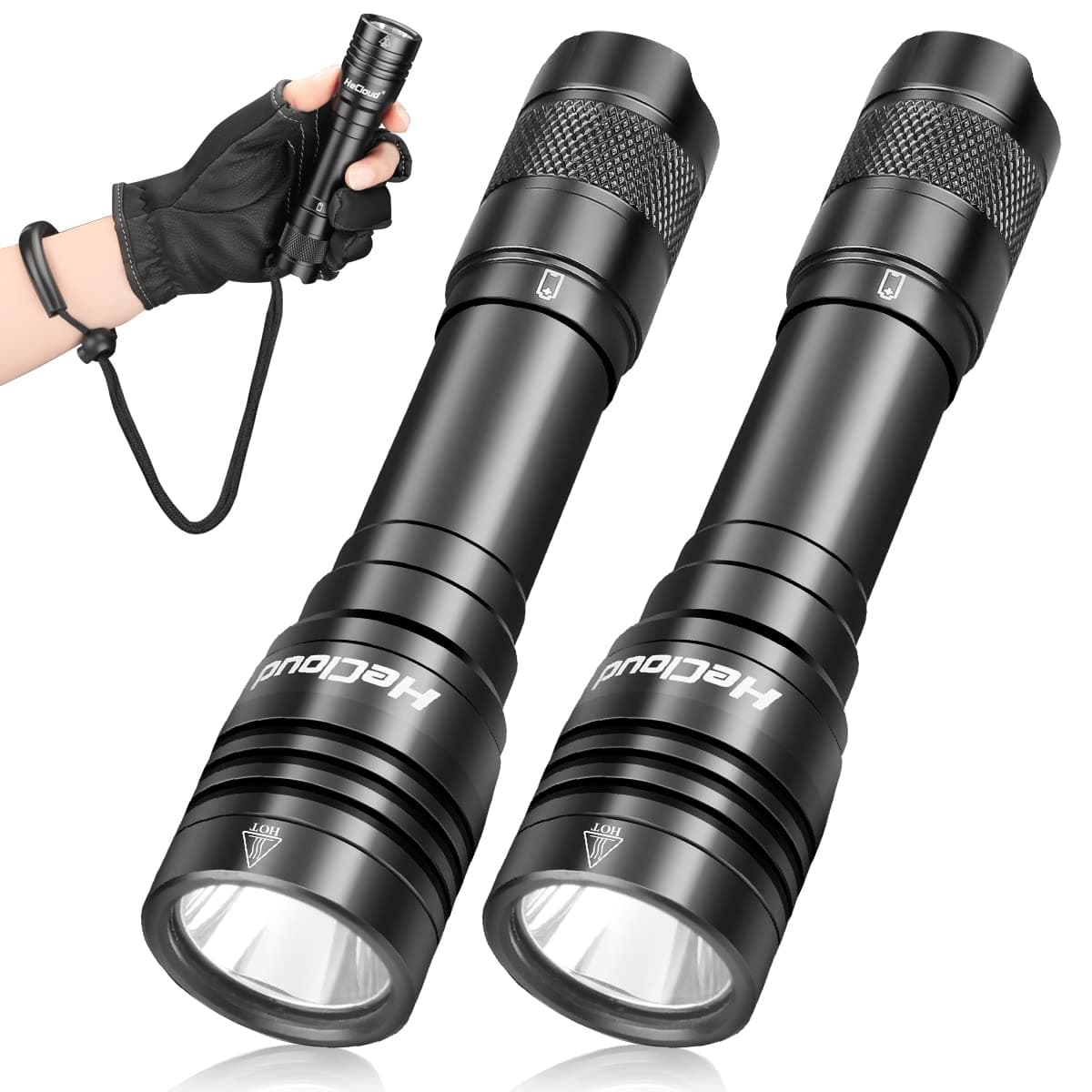 Scuba Diving Flashlight 2 Pack Rechargeable Power Dive Light Torch 3000 Lumens Underwater 330ft IPX8 Waterproof 4 Modes Safety Light with USB Charger for Submarine Deep Sea Snorkeling