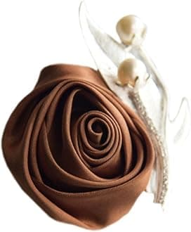Boutonniere Bridegroom Groom Men's Boutonniere Boutineer with Pin for Wedding, Prom, Homecoming Coffee Pack of 2