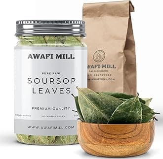 AWAFI MILL Dried Soursop Graviola Leaf - Premium Quality - Rich in Antioxidants - Herbal Tea Ingredient (Pack of 25 Leaves)