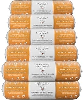 Healthy & Tasty Fresh Dog Food by Pets Love Fresh - 100% Natural - Real British Meat - Zero Preservatives - Simply Chicken (10 x 1kg chub rolls)